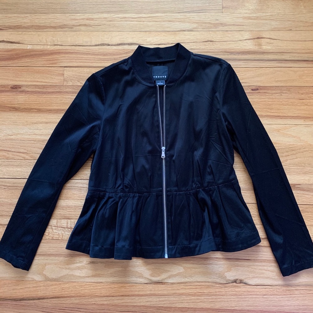 Nordstrom Trouve Bomber jacket with peplum.